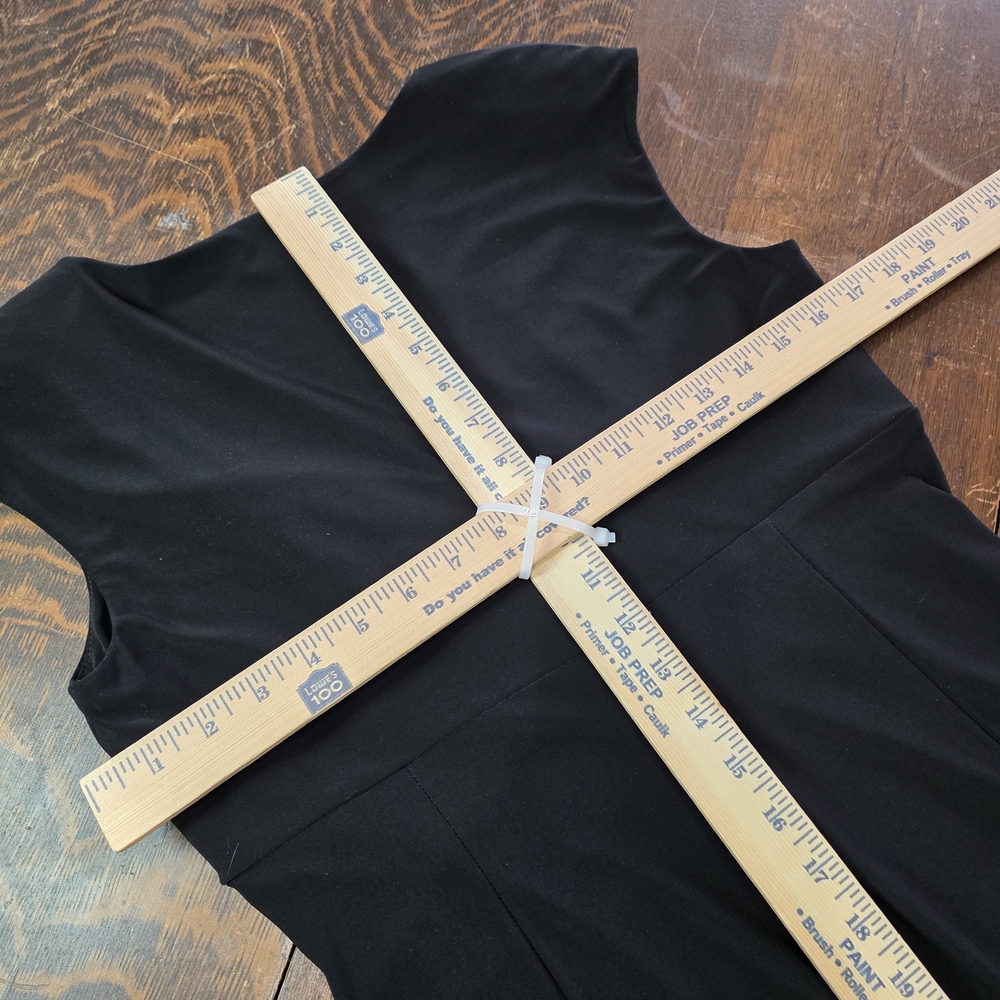 Lauren Ralph Lauren Black Sleeveless Ruched Faux-Wrap Midi Dress - Size 10 - Picture 6 of 12